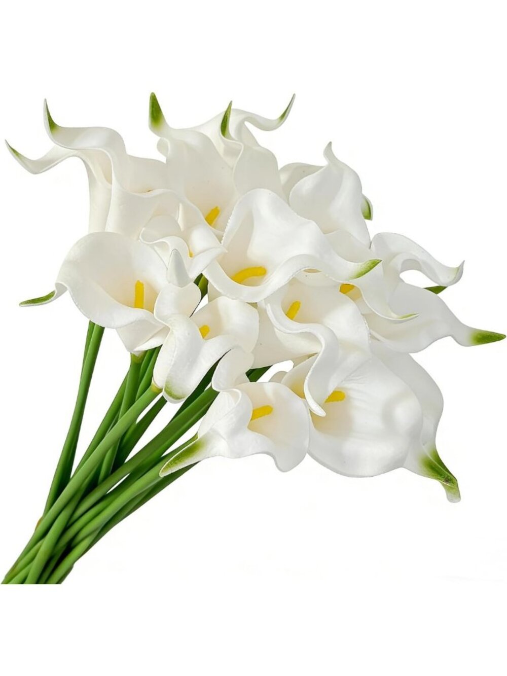 30 Realistic White Calla Lily Stems - Faux Flowers for Weddings, Bouquets & Home